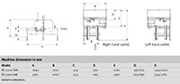 Machine Dimensions for SOCO Pack OAB Case Erectors for Cases with Automatic Bottom Lock